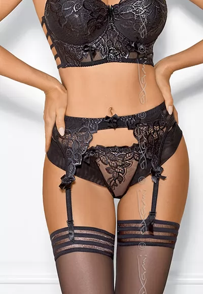 Garter belt Chocolate Bar is a perfect way to highlight the beauty of your body. Simple form is enriched with subtle glossy lace which will guarantee a phenomenal effect. 1 piece. It looks great in a set with matching bra, tanga and stockings sold separately.