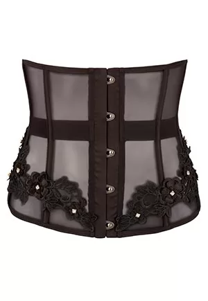 A hot classic waist cincher! This black waist cincher is made out of transparent powernet and has a hook fastener at the front. It is multi talented because not only is it a wonderful addition to your birthday suit, it can also be worn with a beautiful dress or blouse as well. Whatever you decide to do, the cincher's integrated bones will give you a...