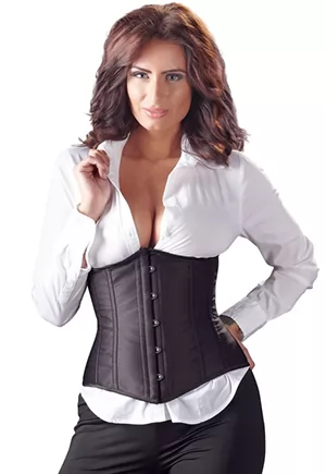 Black waist underbust corset, this is how you can emphasise your best assets! This black open cup corset shows off your femininity and gives you a beautiful silhouette, thanks to the 6 bones on each side. The lacing at the back with material underneath it (not suitable for waist reduction) means that the corset fits your body perfectly. The corset can...