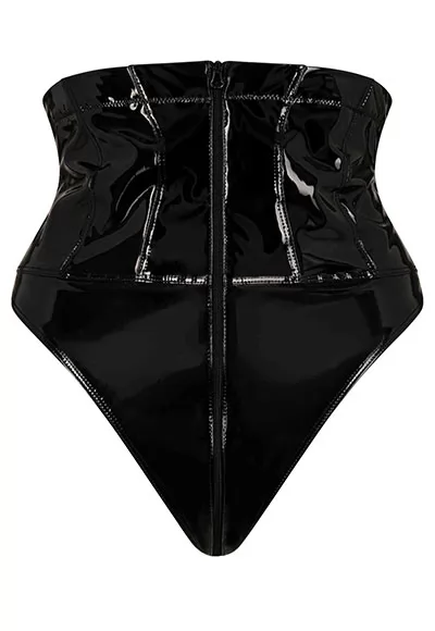 Shelf Basque Wetlook vinyl lingerie | A Mes Amours