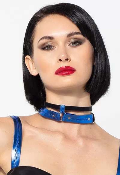 Carter blue faux leather Collar