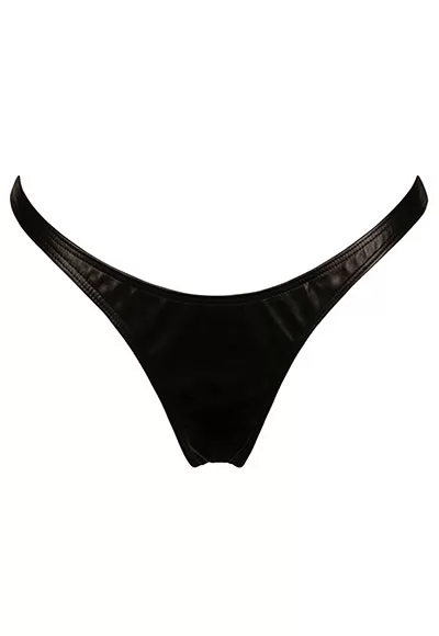 Catanzaro S black false leather Thong