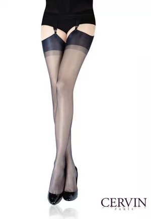 Capri 15 Denier Nylon Stockings, color black. Discover the elegance of a truly classic in a brand new version: Capri 15 Denier Sheer Nylon Stockings by Cervin Paris, the key garment in your lingerie drawer. Capri 15 Sheer Nylon Stockings are perfect every day and with every Outfit: now more transparent and resistant than ever, they enhance your legs....