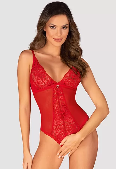 Chilisa red crotchless Bodysuit