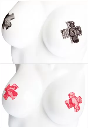 Cross shaped lace flat nipple pasties set 2 Pairs