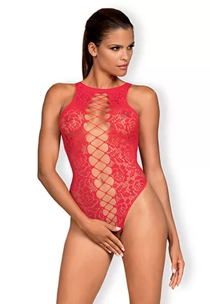 Superb sexy red lace bodysuit with ultra glamorous back that gives an extraordinary look, to wear alone or with a skirt or shorts for example. The color of love and passion in its sexiest version. The B120 open red bodysuit invites you to discover new experiences with your other half and touch your finger to pure happiness. Its cut and lace pattern...