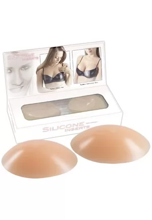 2 anatomically shaped silicone pads: your breasts will appear 1 to 2 cups bigger than before. Each one is stored inside a box. Skin toned.