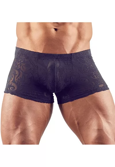 Hot luxurious look! Tempting transparent material in a fancy devoré style. Men's pants are wonderfully soft and stretchy and are therefore extremely comfortable to wear. 50% polyamide, 42% modal, 8% spandex. 1 piece