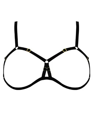 Elf Zhou Black Frame Bondage Open Bra