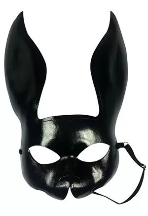 Elf Zhou Black Leather Bunny Mask