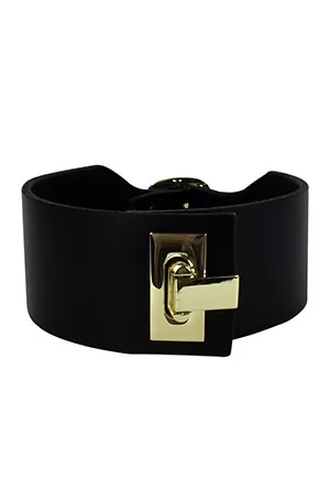 Veg Tanned Leather clasp Choker, Gold Hardware Elf Zhou London