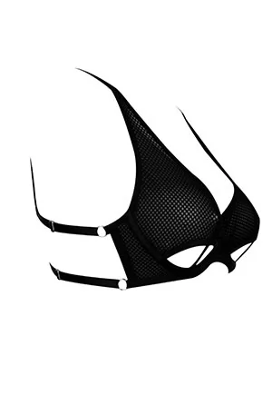 Elf Zhou Crotchless bra Jet Black