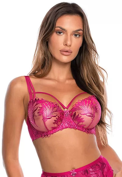 Embroidered pink Bra