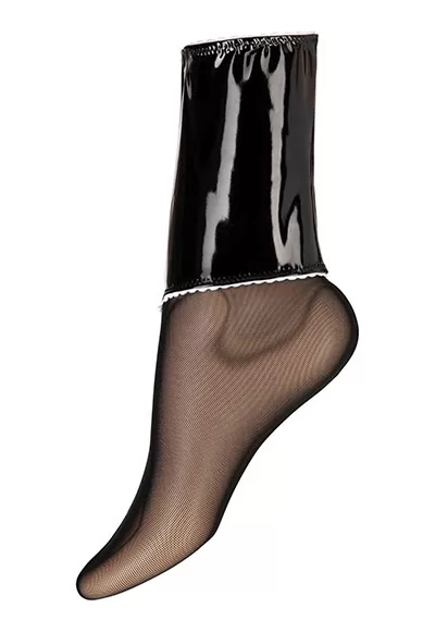 Flocon vinyl socks in black and white color.  Manufactured in French workshops, signed by renowned fashion designer Patrice Catanzaro, available in size S to 2XL. Composition : 80% Polyester, 12% Polyurethane, 8% Elastane.  Brand Patrice Catanzaro, Collection Tome 18, Reference PCA01303T18.2 1 pair.  Patrice Catanzaro, the brand of sexy outfits of very...