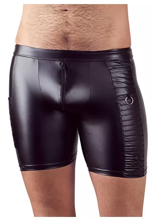 Hot cycling shorts with a zip ! The tight matte look material gives the man an extremely hot backside, while the padded zip at the front means that hot action can happen as quick as a flash. The practical pocket at the side is stitched and means that it is possible to hide things even when the guy is half naked. 90% polyester, 10% spandex. 1 piece
