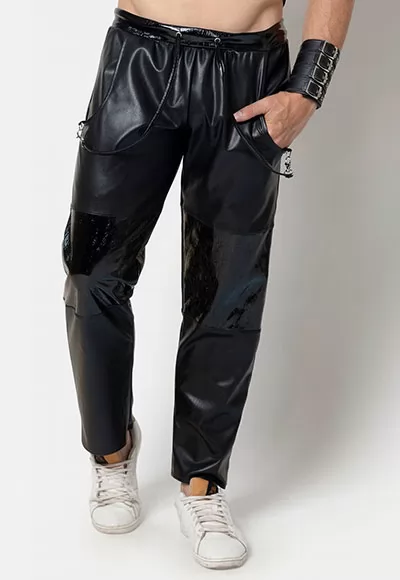 Jensen faux leather wide cut trousers in black color.  Manufactured in French workshops, signed by renowned fashion designer Patrice Catanzaro, available in size S to 4XL. Composition : 60% Polyurethane, 40% Polyester.  Brand Patrice Catanzaro, Collection Homme 6, Reference PC506401H6 1 piece.  Patrice Catanzaro, the brand of sexy outfits of very good...