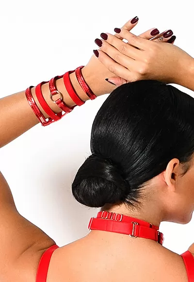 Khloe red faux leather Cuff