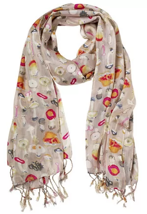 Light pink silk scarf with nature patterns