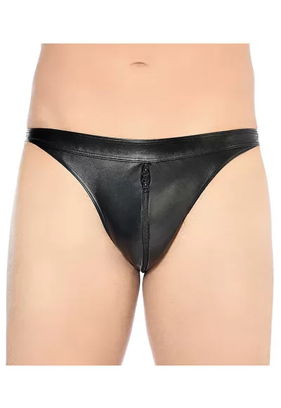 Luigi faux leather thong zip in black color.  Manufactured in French workshops, signed by renowned fashion designer Patrice Catanzaro, available in size S to 2XL. Composition : 60% Polyurethane, 40% Polyester.  Brand Patrice Catanzaro, Collection Homme 5, Reference PCB02001H5.2 1 piece.  Patrice Catanzaro, the brand of sexy outfits of very good quality,...