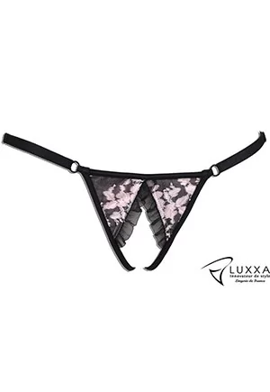 Luxury Dragee lace crotchless thong