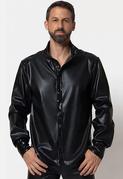 Magnus faux leather shirt in black color.  Manufactured in French workshops, signed by renowned fashion designer Patrice Catanzaro, available in size S to 4XL. Composition: 60% Polyurethane, 40% Polyester.  Brand Patrice Catanzaro, Collection Homme 6, Reference Pc307101h6 1 piece.  Patrice Catanzaro, the brand of sexy outfits of very good quality, made...
