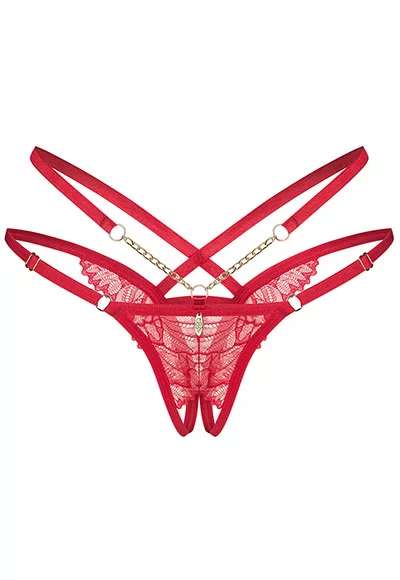 Matildea open crotch red thong