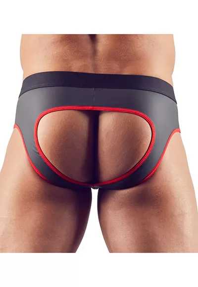 Mens jockstrap zip red trim