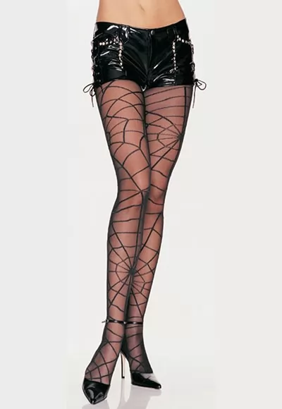 Sheer Pantyhose with Opaque Woven Spiderweb. 7502 One Size by Leg Avenue. 1 pair