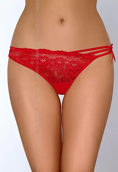 The Amor Amor Axami red thong is made of lace with a red floral pattern and straps creating an asymmetrical originality. This superb red thong is characterized at the front by a magnificent lace with an irregular edge, at the back by glamorous straps. For maximum comfort, the bottom of the red thong is lined with cotton. 1 piece.  Composition: 74% Polyamide,...
