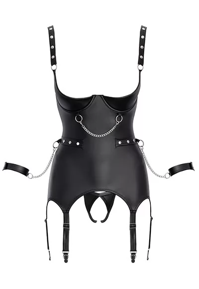 Sexy fetish basque crotchless thong