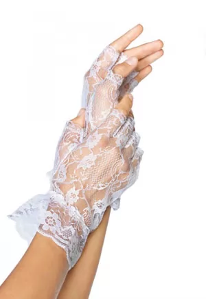 White Lace Fingerless Wrist Ruffle Gloves. Shop top fashion brands Accessories ! Fabric : 90% Polyamide, Nylon 10% Spandex. Legavenue G1205. 1 pair