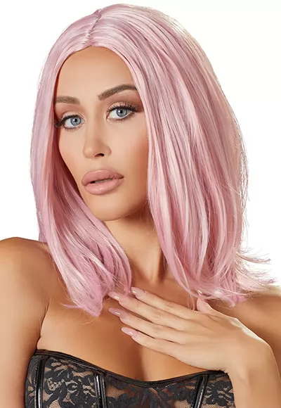 A great party look ! Shoulder-length pink wig in a trendy pastel pink colour. The wig is adjustable for a non-slip fit. Important: do not use curling tongs or straighteners on the wig. Please use a special wig shampoo on the wig. Approx. 30 cm, 100% polyester.