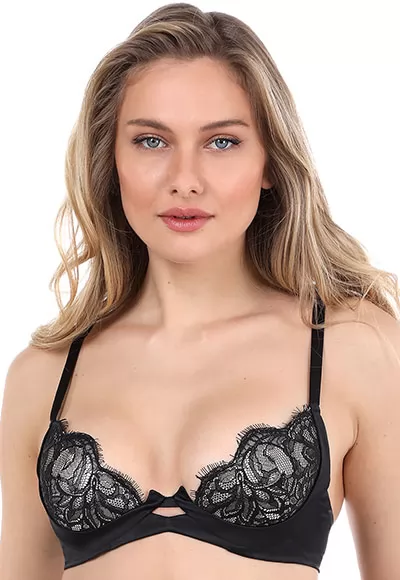 The VALSE Prelude push-up bra is characterized by a push-up cut that curves the chest, removable pads, underwire for support, foam cups covered with lace, satin back, small opening to lighten the shape. This VALSE push-up bra is designed in noble materials: elegant fine lace, tulle and satin fabric, adjustable satin straps, satin finishes. The VALSE...