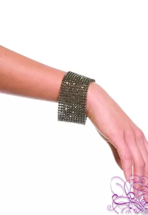 Wide gunmetal rhinestone bracelet