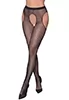Black crotchless fishnet tights with rhinestones