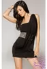 Black draped dress with fringes