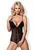 Crotchless Lace Teddy Black 841