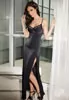 Elegant dress black split gown