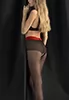 Firelight crotchless tights red back seam