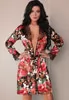 Floral satin and lace robe