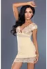 Ivory chemise with small sleeves and lace hem