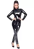 Longsleeve black vinyl Catsuit with zips