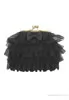 Makeup bag black ruffles 18cm