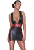 Mini Tight Dress Deep Neck Red Black