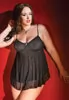 Plus size black Babydoll with rhinestones