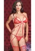 Red bodysuit with garter belt