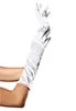Semi long white satin glove