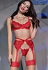 Tempting red lace lingerie set 4p