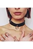 Thin leather collar and silver ring