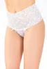 White lace and mesh high waist thong